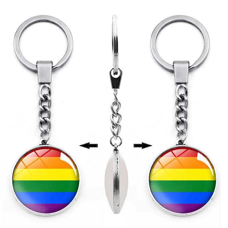 Gay Pride Радужный Флаг двусторонний стеклянный кулон брелок для ключей ювелирные