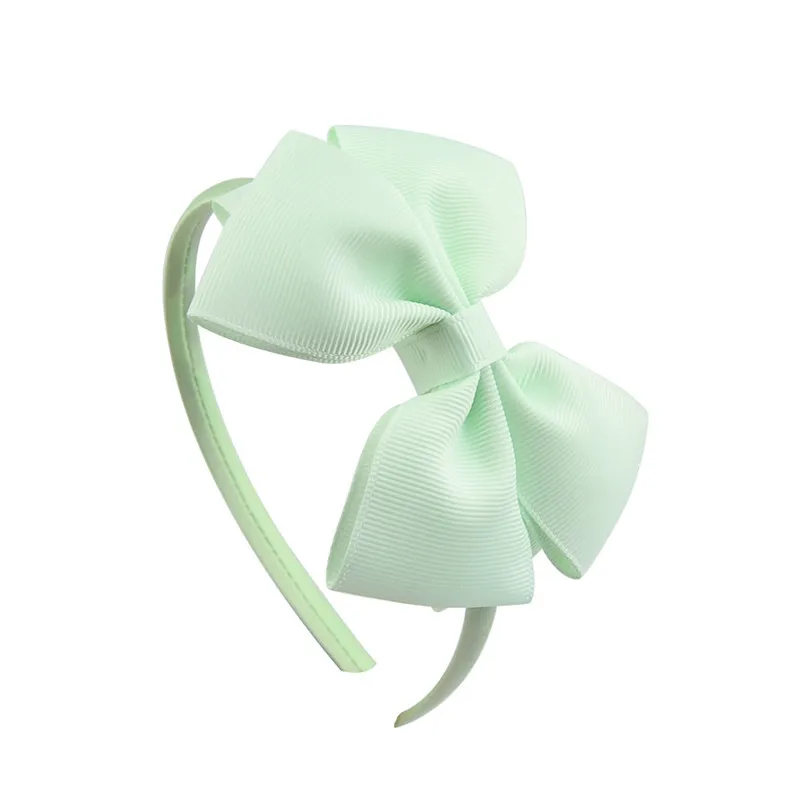 Light Green Модная повязка на голову для девочек, 4 дюйма, лента, 20 цветов, одноцветная повязка на голову с бантом, модный ободок с бантиком для детей, головной убор - Цвет: Light Green