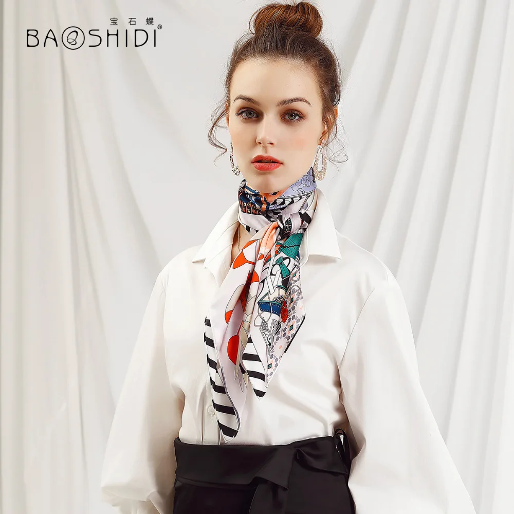 Шарф BAOSHIDI из шелка 100% женский платок разноцветные шелковые шарфы в индийском