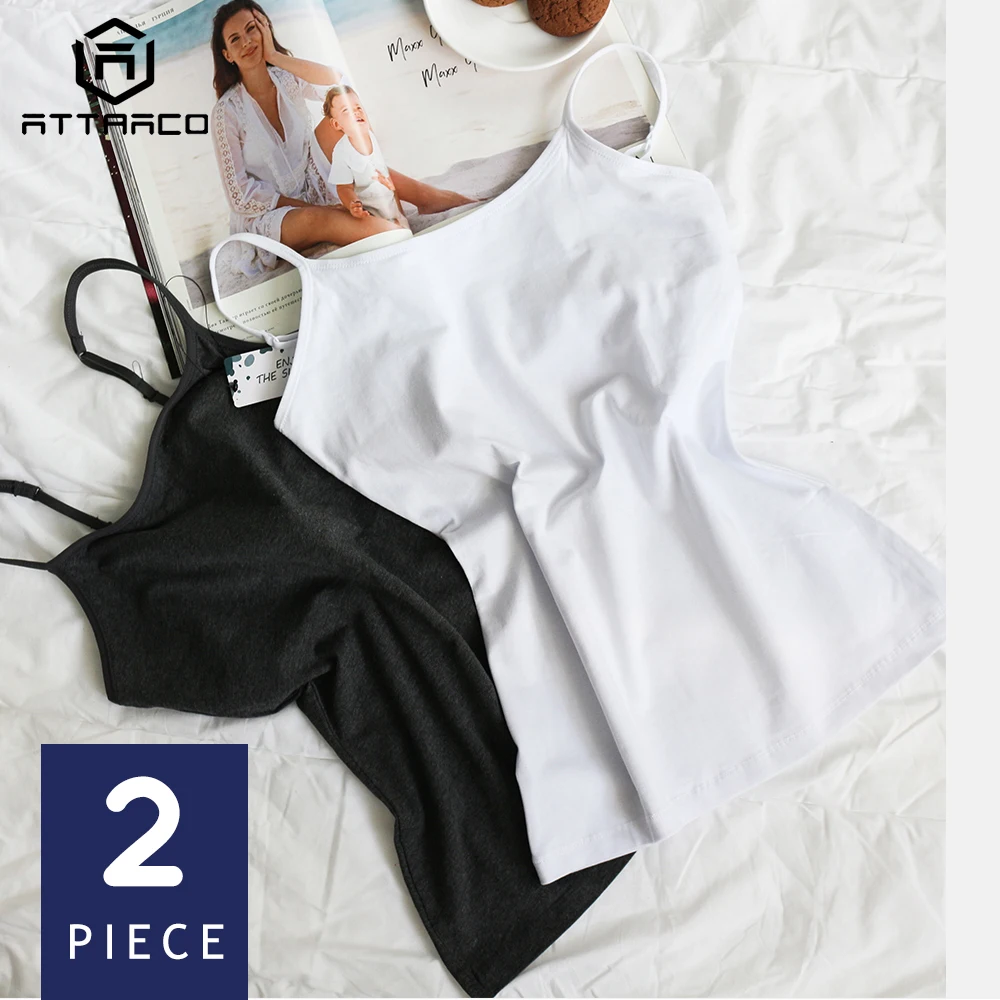 ATTRACO Для женщин Camisole Топы на бретельках майки из мягкого хлопка Bulit в