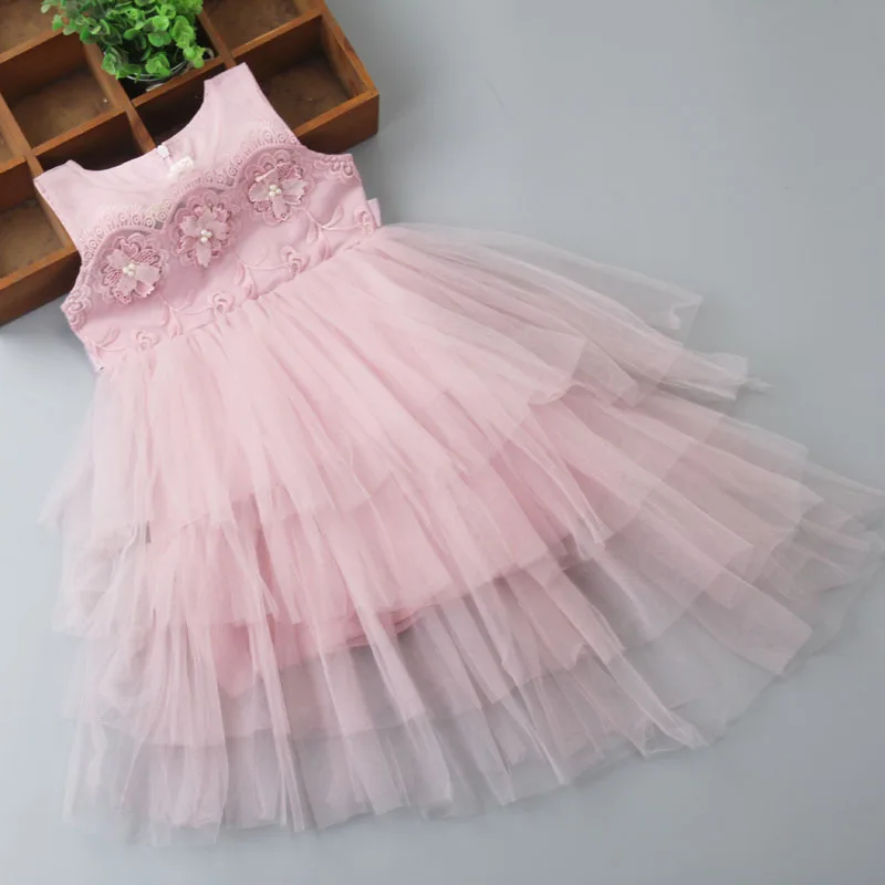 Летнее Детское платье Коллекция 2018 года для дня рождения девочек многослойное