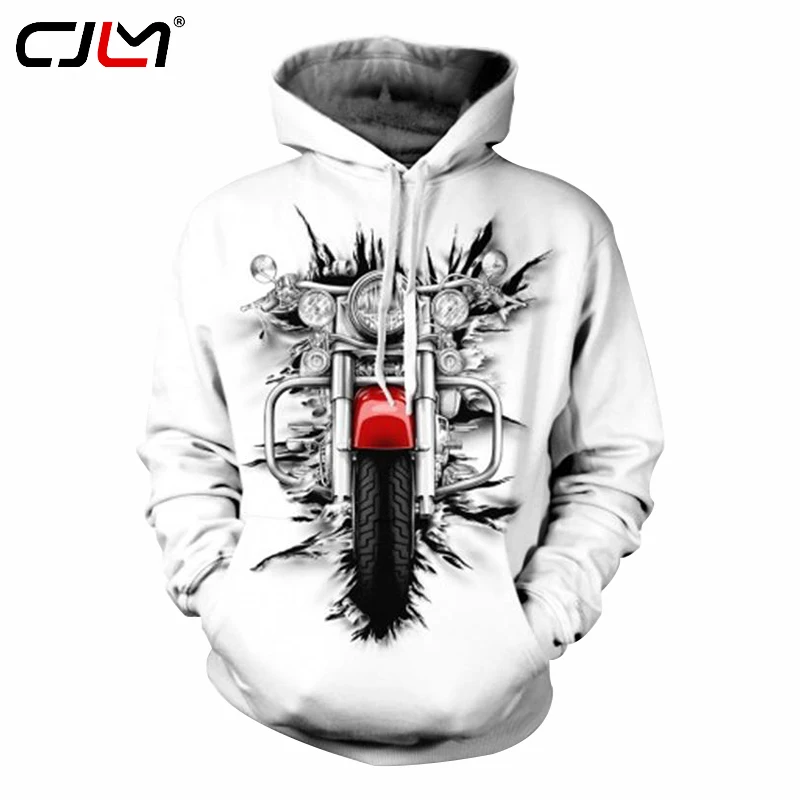Толстовка с капюшоном CJLM белая 3d принтом в стиле панк для мужчин на осень и