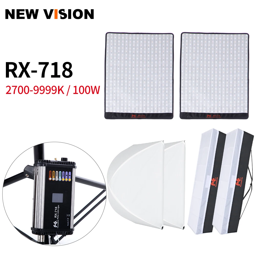 Falcon Eyes Roll Flex 2PCS RX 718 100W RGB 2700 9999K портативный светодиодный светильник с DMX 648pcs гибкий