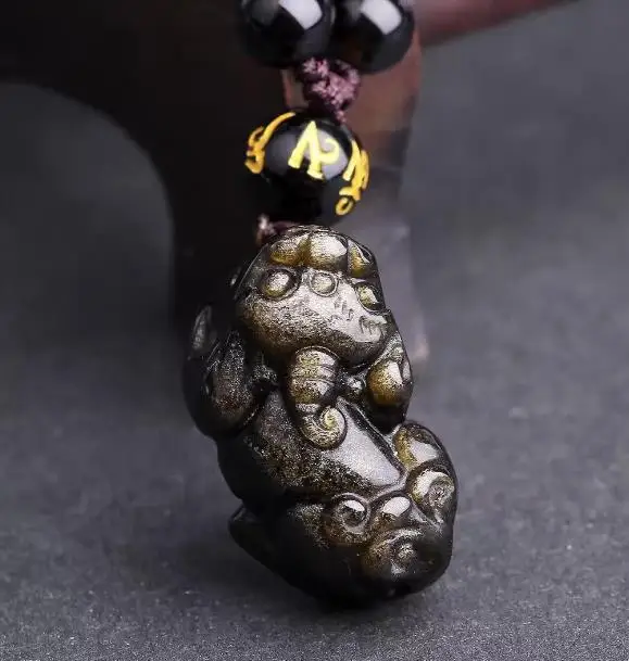 Natural Jin Yao Shi Cai Yan Obsidian Couple Pendant Men and women Lucky Fortune Transit pendant o34# | Украшения и аксессуары