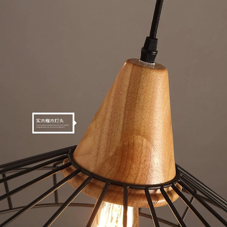 Marmenkina LOFT Modern Minimalist Wood Iron Cage Industrial Pendant lamp Bar Table Cafe Restaurant Indoor E27 110V 220V 230V | Освещение