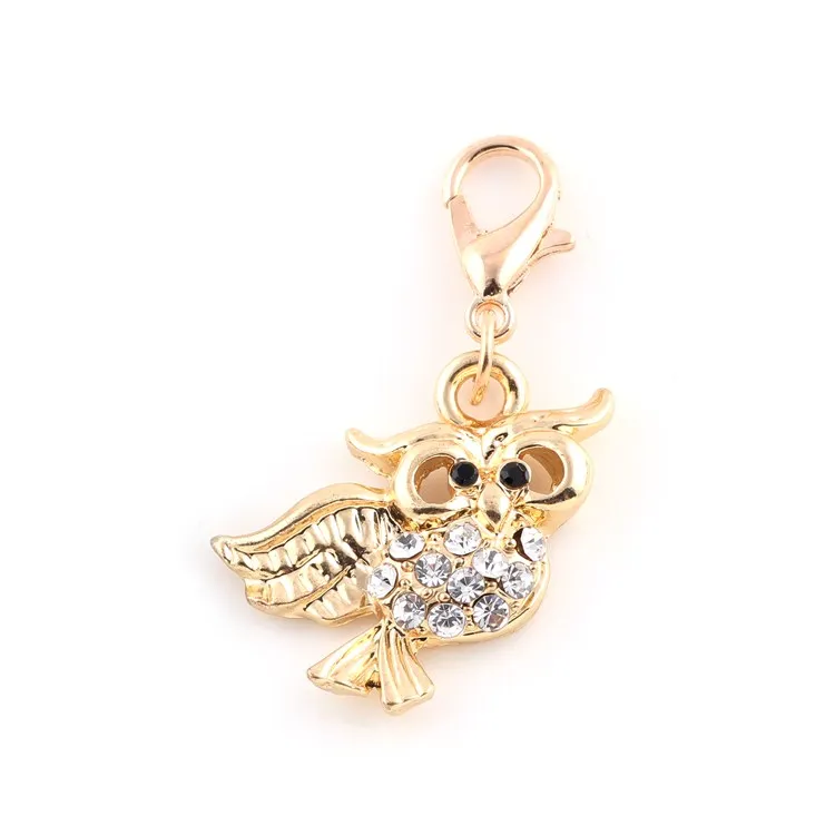 

18*21mm Silver Rhinestone Owl Animal Dangle Charms Pendant For Bracelet Necklace Jewelry Diy Findings