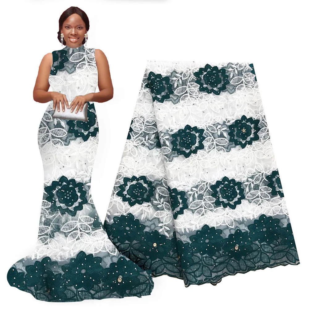 Африканское кружевное Тюлевое вышитое Сетчатое полотно африканская кружевная