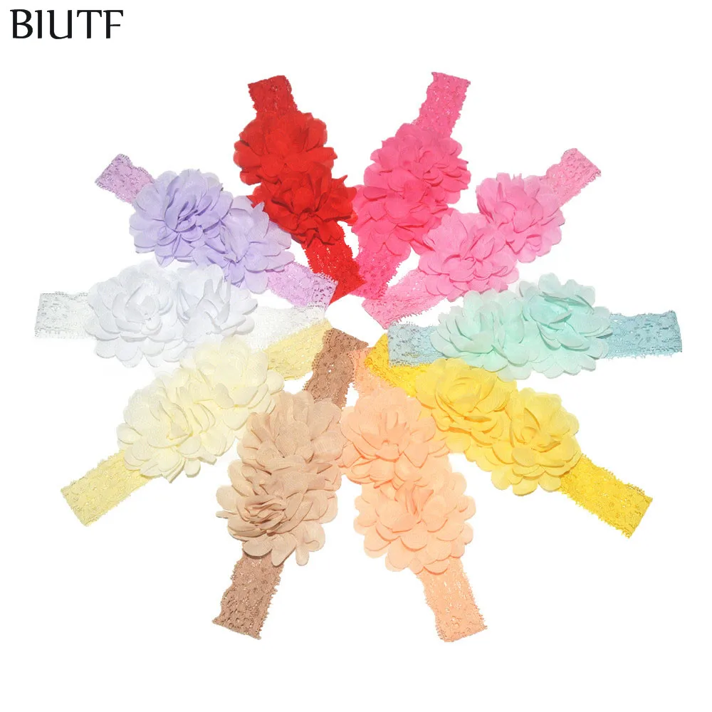 Экологичная эластичная Кружевная повязка на голову с двойной шифоновой тканью 3