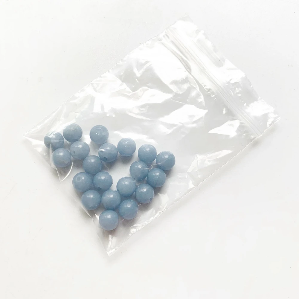 Natural Angelite Stone Beads 6mm Genuine Round Loose Ball Angel Blue Crystal Stones for DIY Jewelry 10pcs | Украшения и