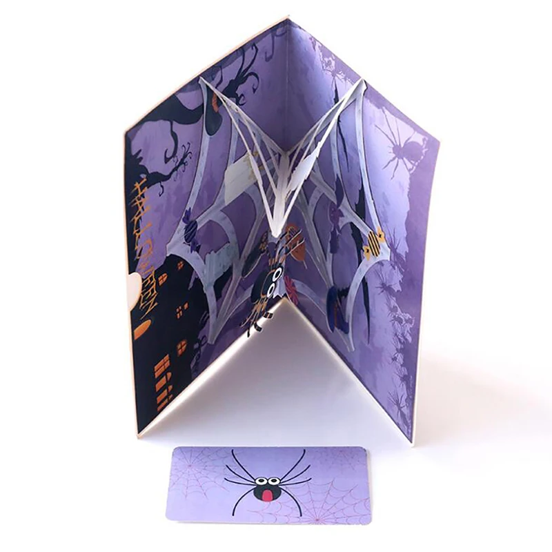 Handmade Cards Horror Spider Paper Greeting Card With Envelope Happy Halloween Party Wedding Invitation Gift | Дом и сад