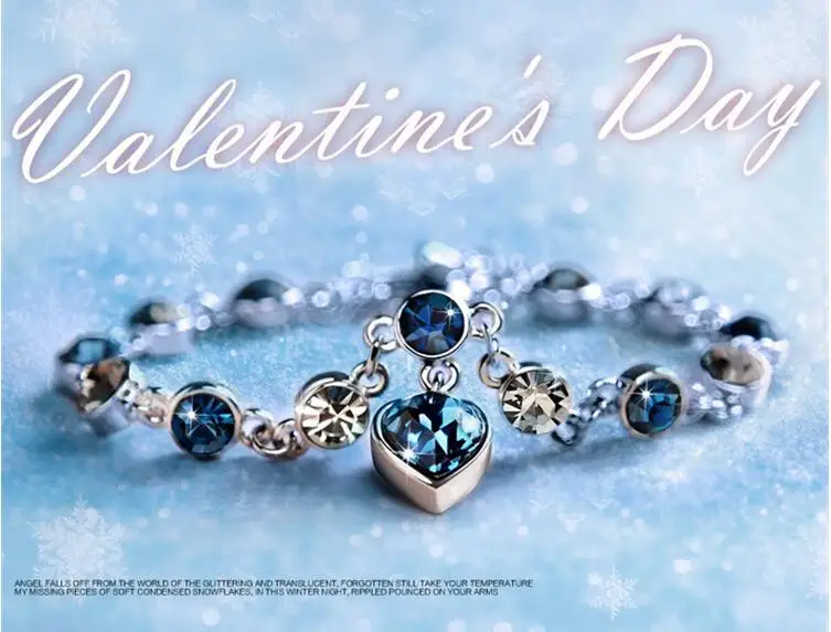

Love-shaped blue Crystal 12 constellation bracelet female Birthday gift Korean version Simple personality students Sen Departmen