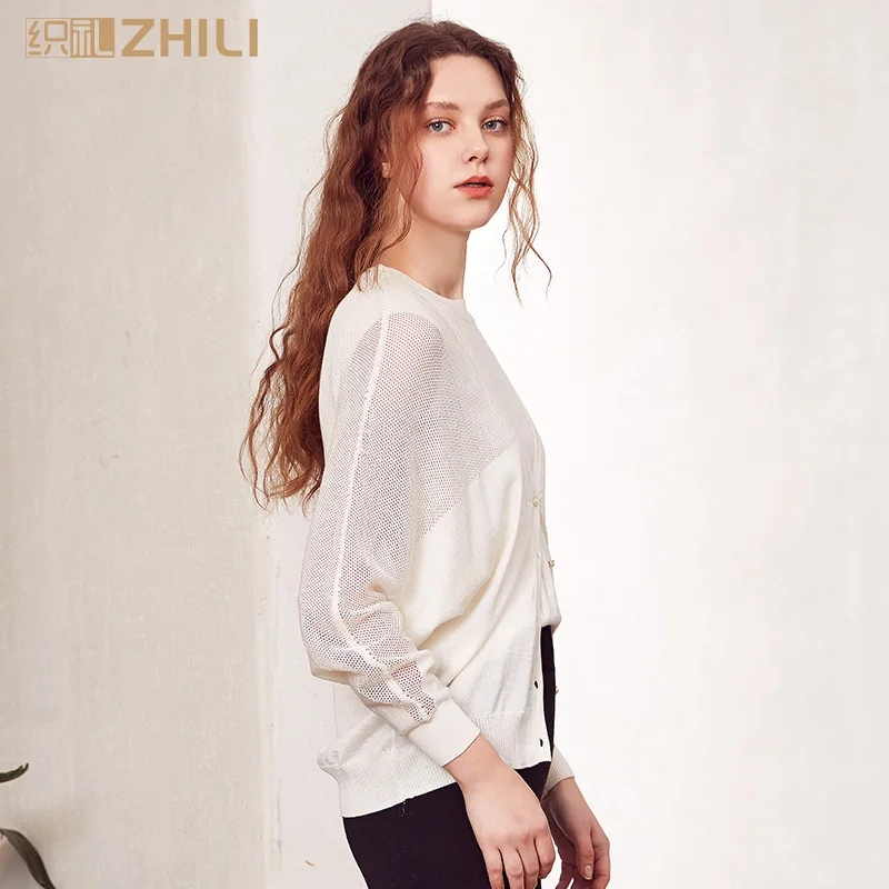 ZHILI Women Open Front Cardigan Sweater Button Down Knit Thin Coat |