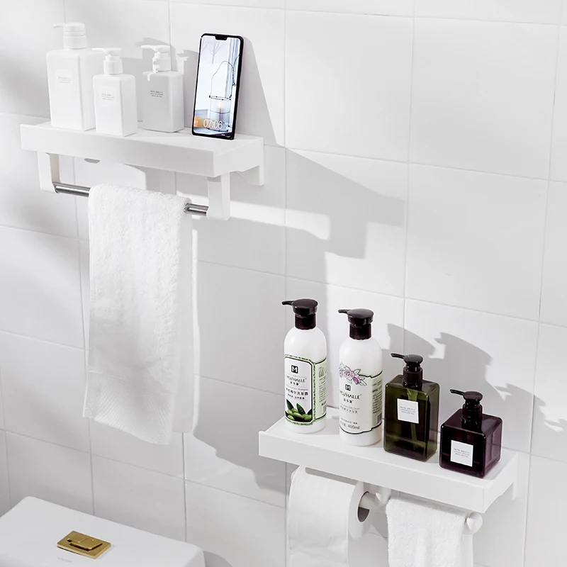 

KLX High quality bathroom Storage shelf Kitchen Punch free No trace Roll paper rack home Towel hook Storage holder organizer