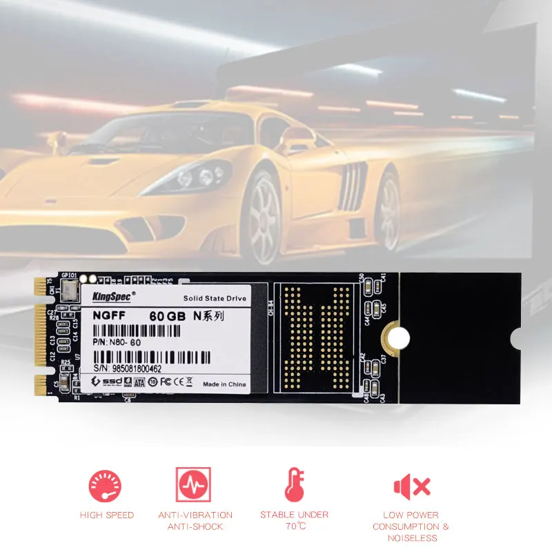 Kingspec 2280 NGFF M.2 SSD 64 ГБ 128 твердотельный диск 6gbps MLC флэш памяти Рамс для
