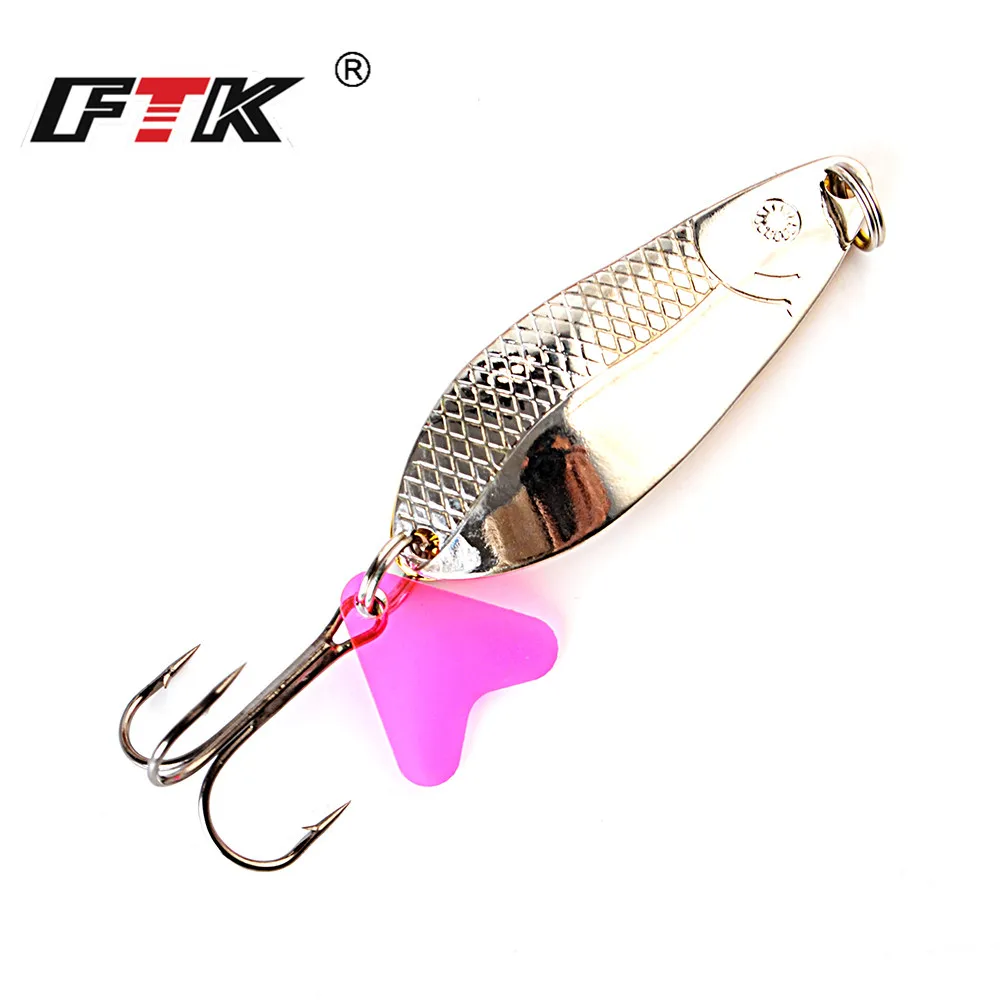 

FTK Metal Fishing Spinner 18g/28g/30g Pike Lure Hard Baits Spoon With Treble Hook Double Sequins Paillette Wobbler Tackle