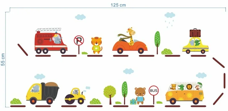 126 Наклейка на стену с мультяшным автомобилем, декоративные наклейки для мальчиков, спальни, детской комнаты, автомобиля, плакат, Настенная Наклейка s - Цвет: 126