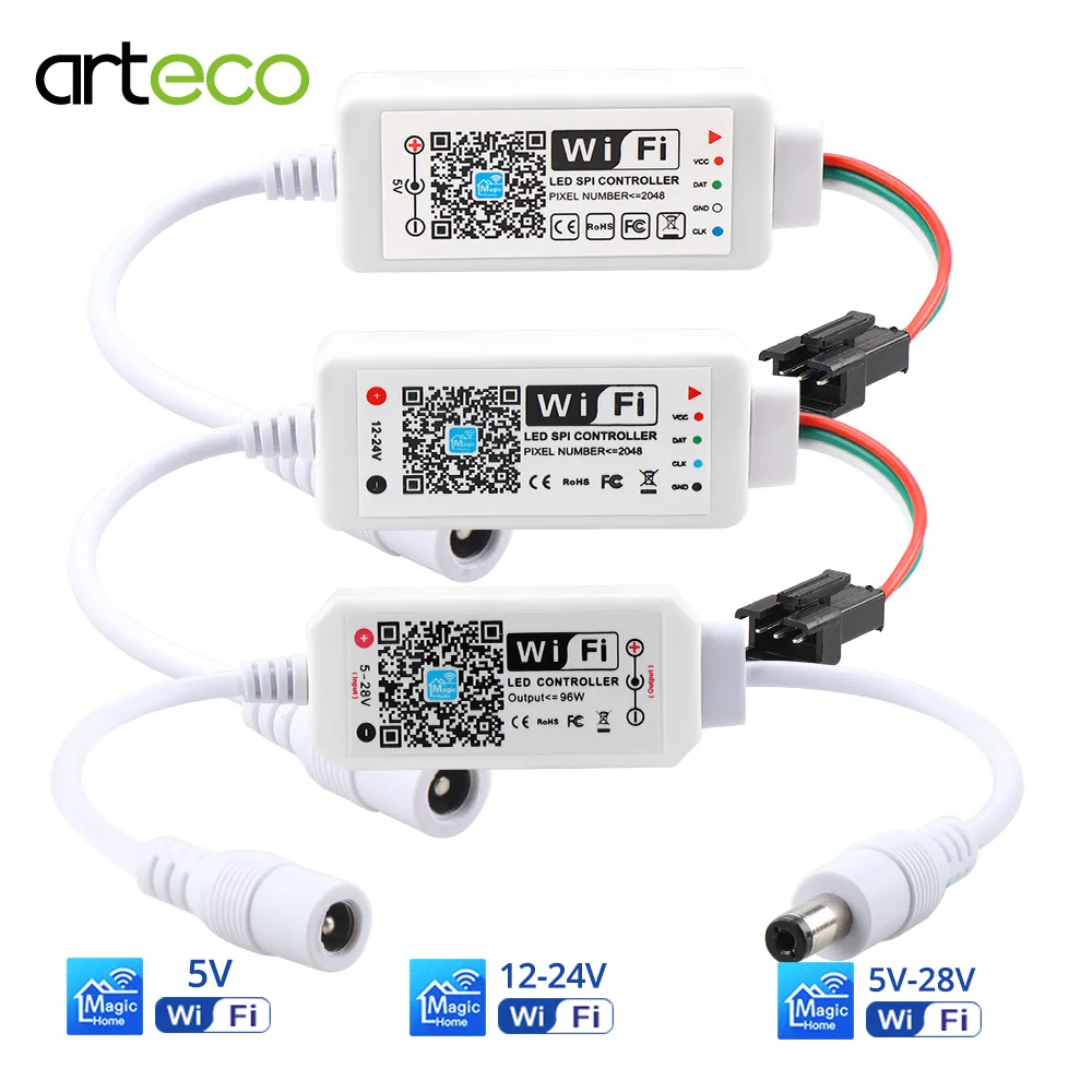 DC 5 в 12 В 24 В светодиодный контроллер SPI WS2811 SK6812 WS2812 адресуемый пиксель Мини WiFi контроллер Magic Home APP управление телефоном диммер