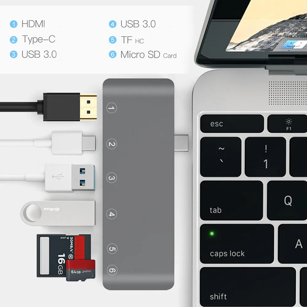 USB 3 0 концентратор Type C к 4K * 2K HDMI зарядное устройство для чтения карт адаптер MacBook Pro