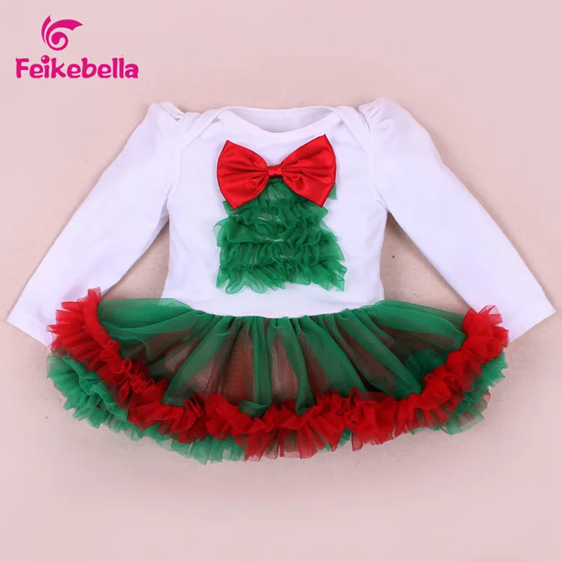 платье для девочки детское длинный рукав Новорожденных Девочек Рождественские