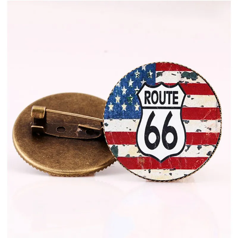 Новинка художественная картина стеклянный купол булавки шоссе 66 США знак броши