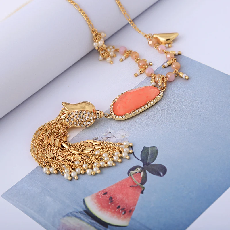 Женское ожерелье с длинной кисточкой винтажное романтическое регулируемое