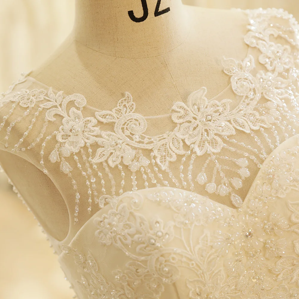 SL 125 белые свадебные платья с открытой спиной бисером свадебное платье в стиле