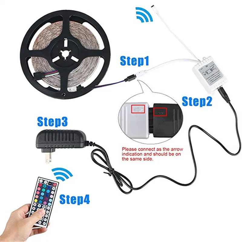 5 м tira de luz светодиодный без resistente др клейкая diodo 2835 RGB Тира DC 12 V адаптер WiFi + ИК rgb