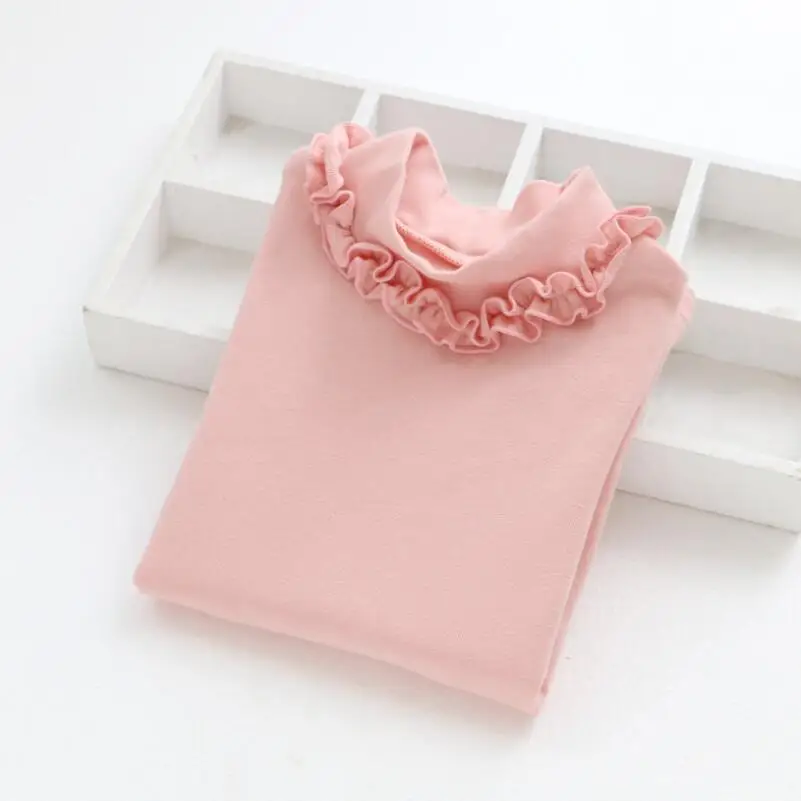pink girls tops Осенне-зимняя блузка для девочек; футболка с высоким воротником; Детские рубашки; рубашка с длинными рукавами для малышей; футболка для девочек; топы; детская одежда; JW4193 - Цвет: pink girls tops