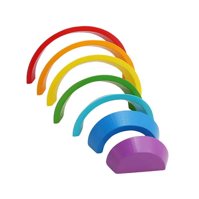 7 шт./компл. красочные деревянные блоки игрушки креативные радужные сборочные для