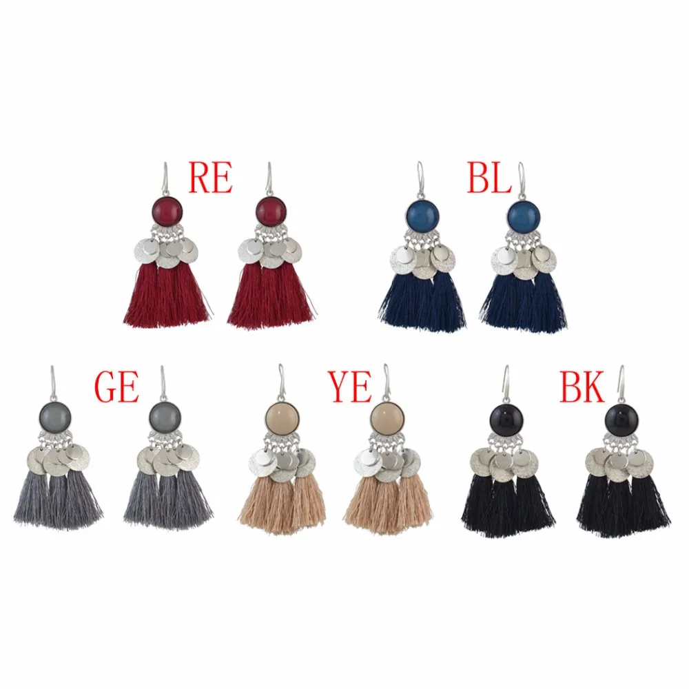 African Woman Tassel Dangle Fringe Earrings Long Ethnic Boho Brincos Party Sequins Earring Cotton Thread boucle d'oreille | Украшения и