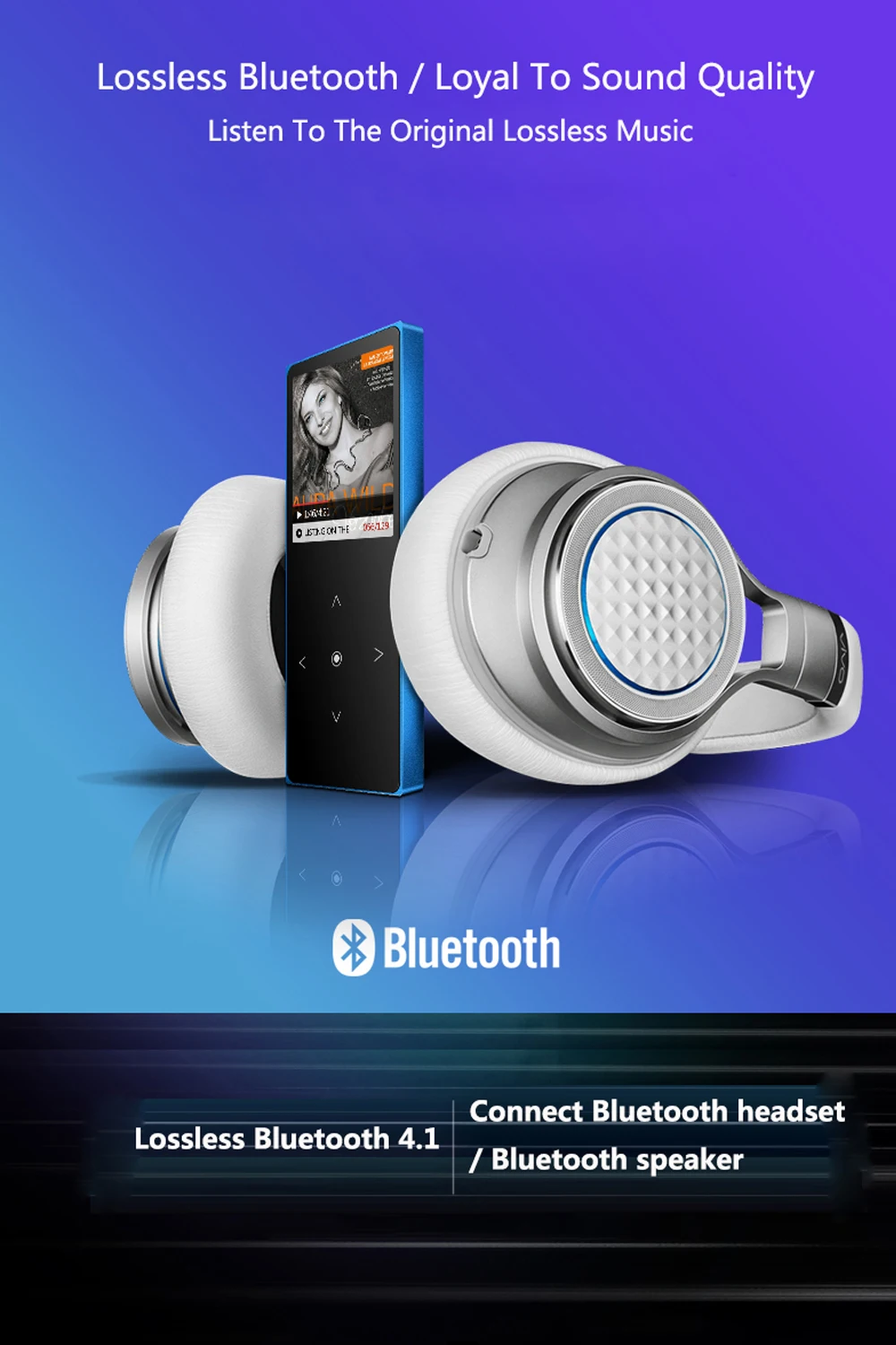 Bluetooth MP3 плеер Металлический музыкальный плеер без потерь сенсорный экран поддержка tf-карты до 64 Гб с fm-радио, запись, электронная книга