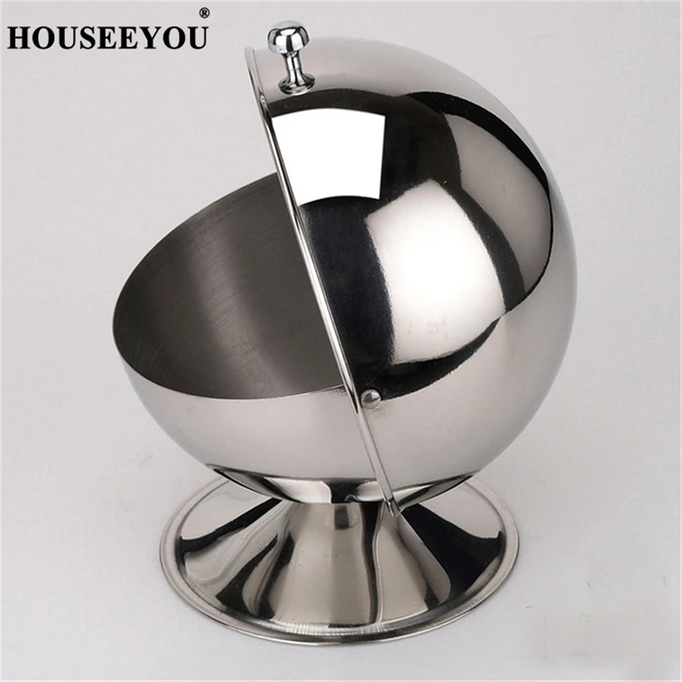 HOUSEEYOU из нержавеющей стали, кувшин для сливок и сахара, горшки для конфет, сферические кухонные коробки для приправ, бутылка, флип-чашка, баночки для крещения, баночки для сахара