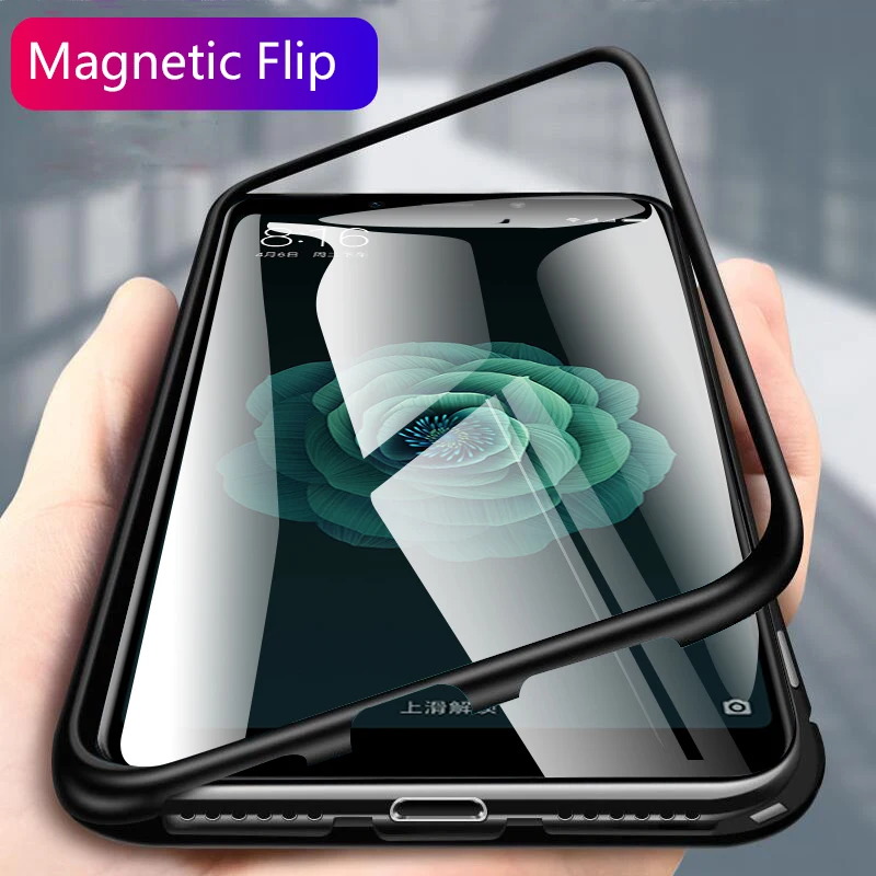 Magnetic Flip Case For Xiaomi Mi A2 6X Redmi 6a Transparent Tempered Glass Back Cover Metal Frame Coque 6A Covers | Мобильные