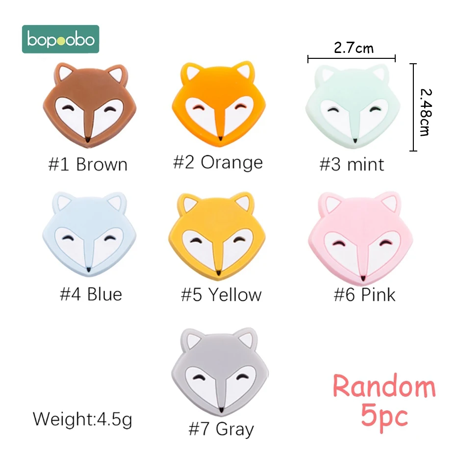 New Fox Bopobo 5 шт. силиконовые бусины панда грызун Детские Силиконовые для прорезывание зубов кролик бусины силиконовые жемчужные Прорезыватели Детские Силиконовые Прорезыватели - Цвет: New Fox