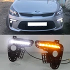 Дневные ходовые огни CSCSNL, 2 шт., для Kia Rio K2 2017 2018, Желтый поворотный сигнал, водонепроницаемые автомобильные ДХО, 12 В, дневные ходовые светильник ни