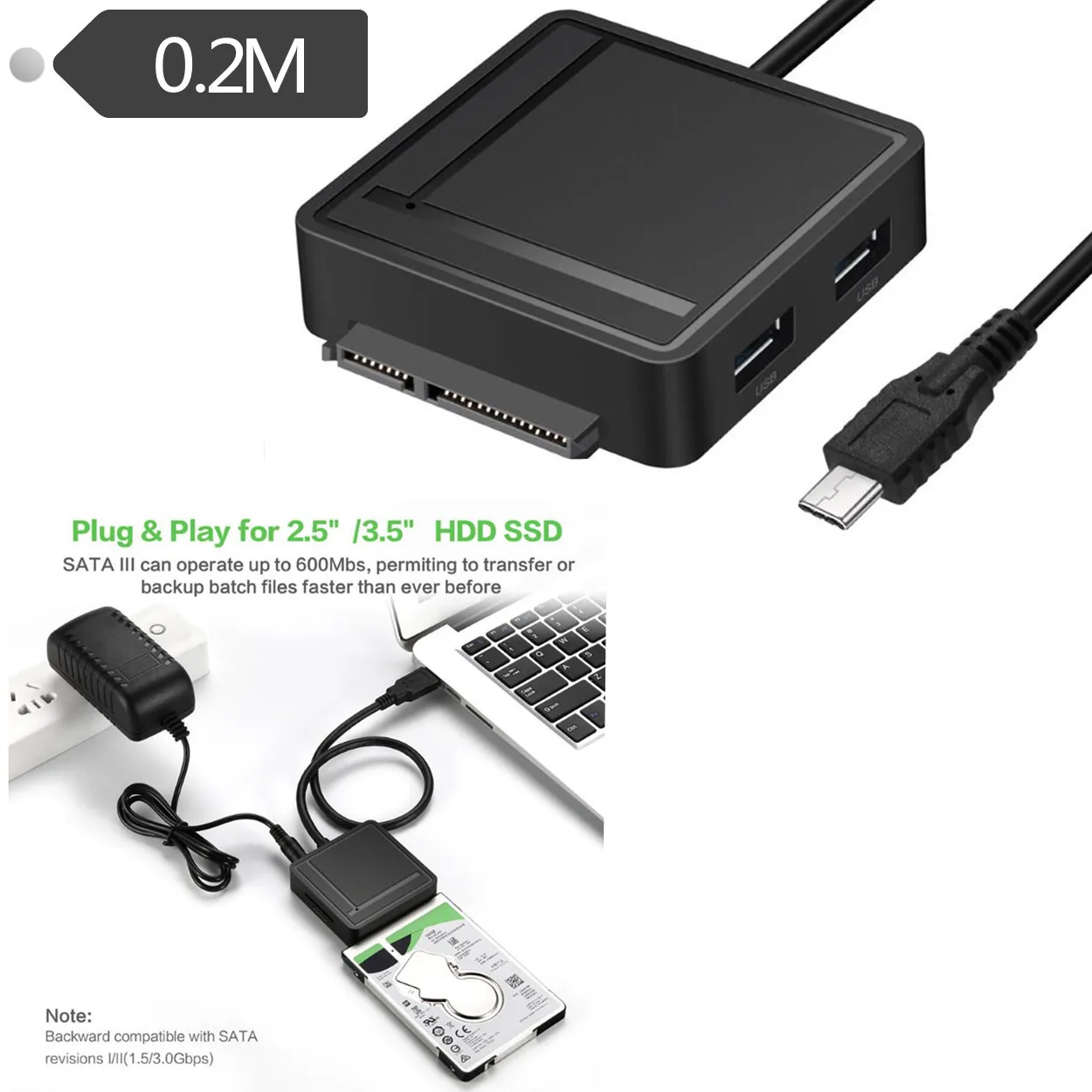 SATA III адаптер с читателем TYPE C + TF/SD Card Reader|Соединители| |