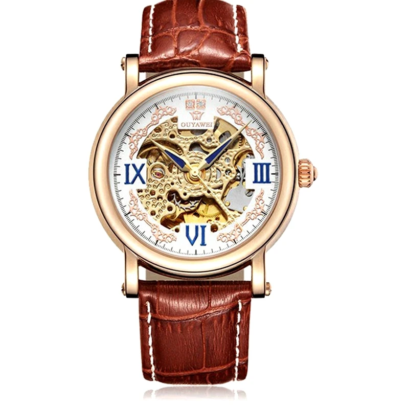 Часы наручные OUYAWEI Мужские механические брендовые автоматические Роскошные с