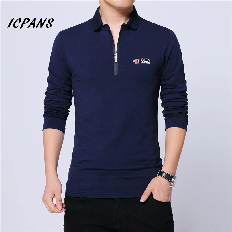 1281 blue ICPANS, длинный рукав, рубашки поло, мужские, облегающие, черные,, новая мода, весна, осень, хлопок, для гольфа, рубашки поло, для мужчин, большой размер, 5XL - Цвет: 1281 blue
