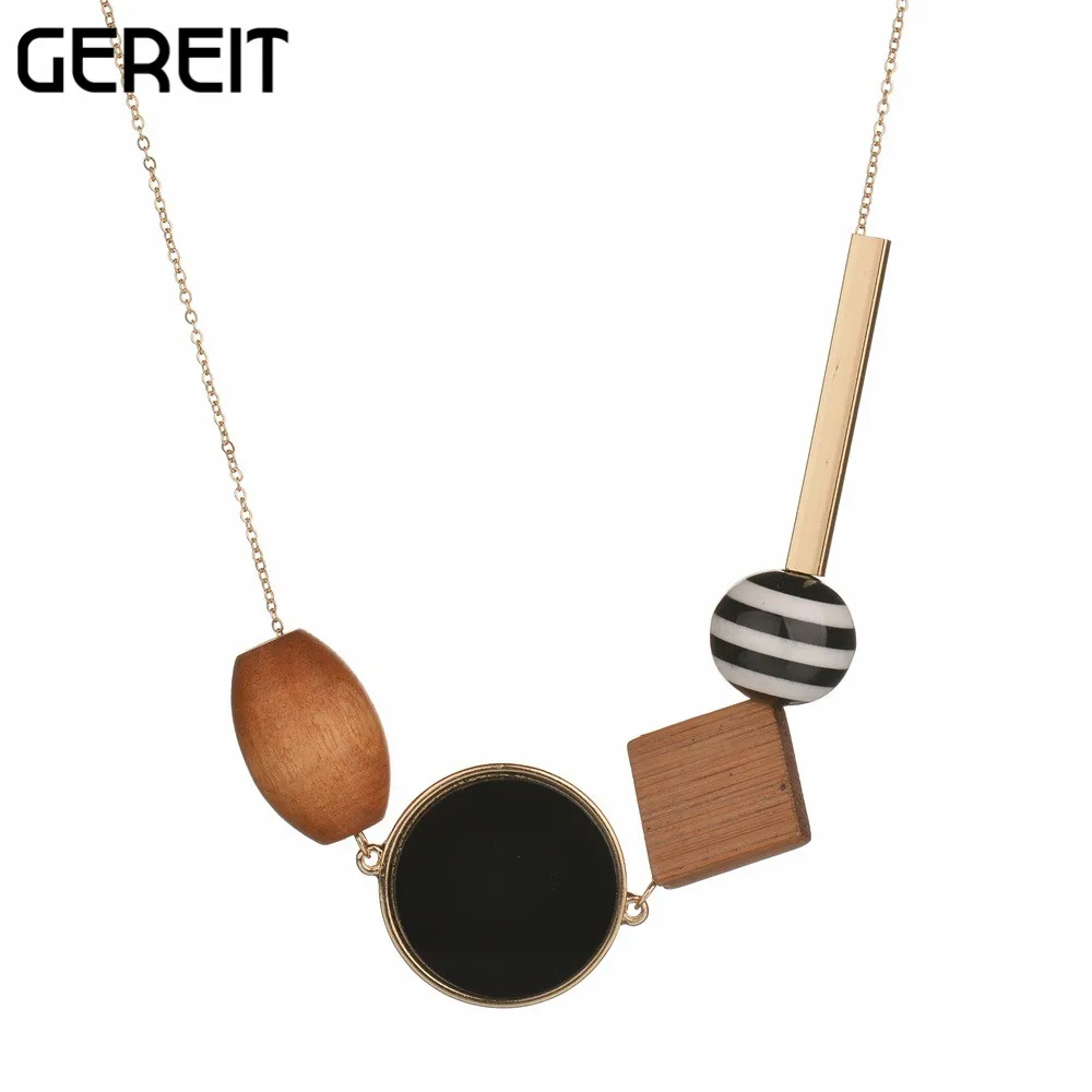 Богемский этнический свитер цепь Геометрическая натуральная деревянная