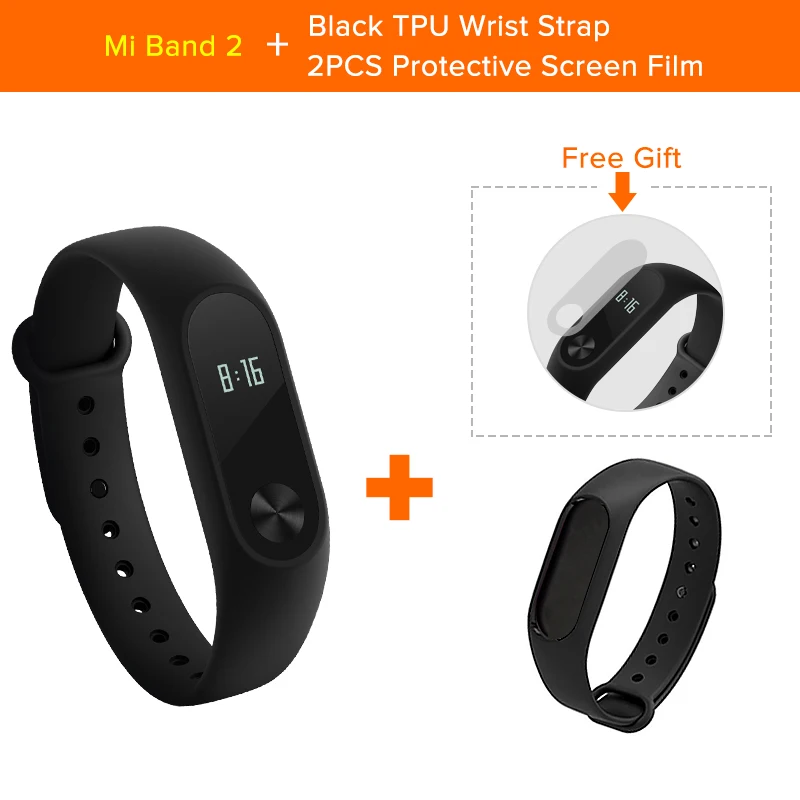 Add Black Strap Xiaomi mi Band 2 умный Браслет фитнес-браслет Xio mi band 2 монитор сердечного ритма Xao mi трекер активности Xaio mi Smart Band 2 - Цвет: Add Black Strap