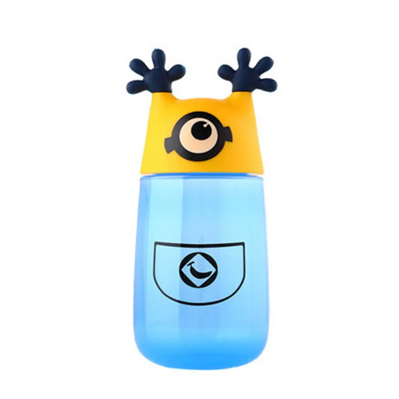 Милые Миньоны из мультфильма детская бутылка для воды герметичная BPA пластиковая бутылка для воды детская питьевая бутылка Copos Canemas - Цвет: hands up blue