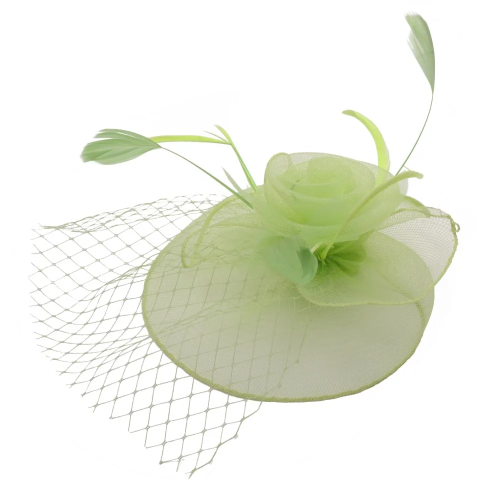 Женская атласная Вуалетка модная шляпа с перьями и заколкой для волос