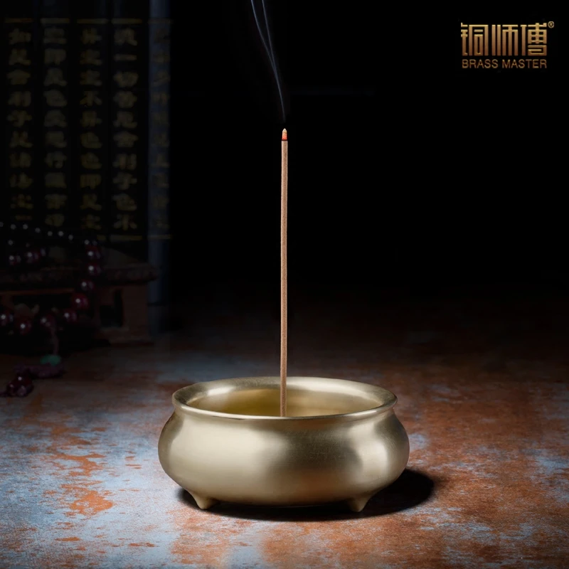 Brass Master Three Foot Round Censer Home Decoration Chinese Copper Buddhism Incense Burner Furnishing Articles Calming | Дом и сад