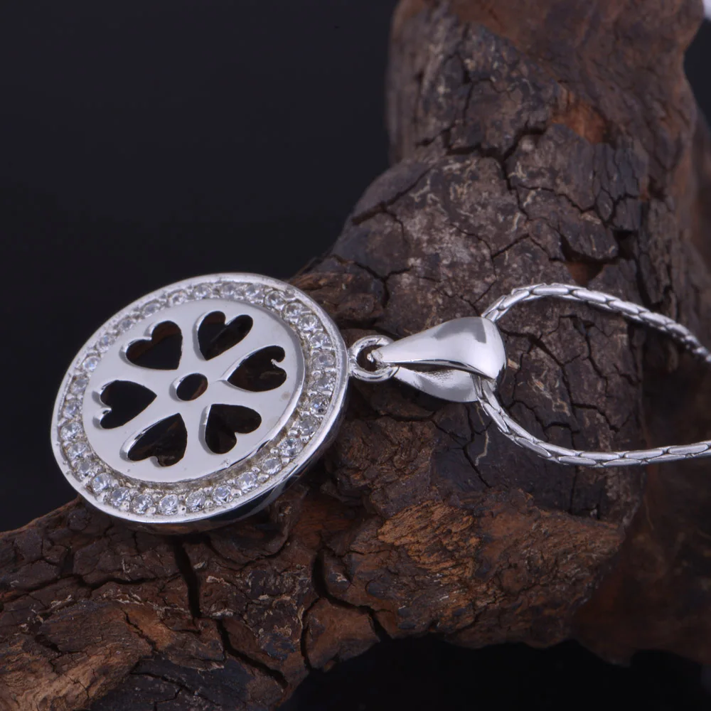 Nice White Plated Necklace With Shine Crystal And Hollow Heart Shape Design Pendant For Women Gift | Украшения и аксессуары