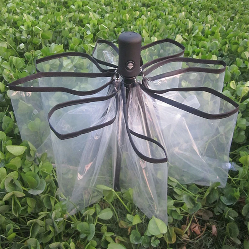 Y55 абсолютно прозрачный зонтик дождь Женщины Женский зонт складной Parapluie