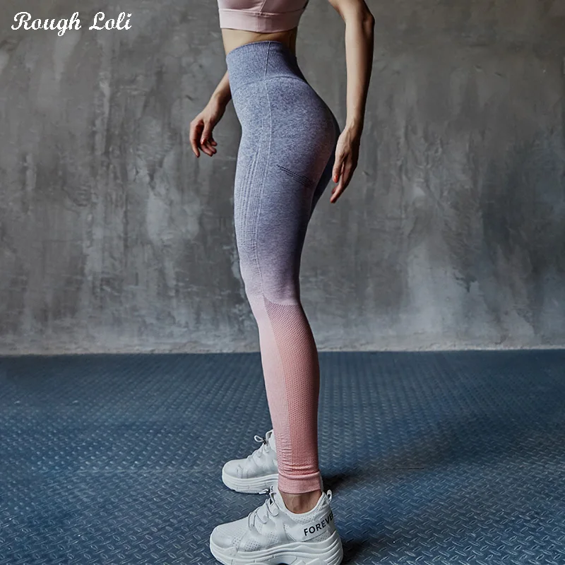 Женские Бесшовные Леггинсы Loli Ombre спортивные для тренажерного зала с высокой