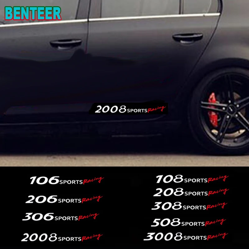 Автомобильные боковые наклейки для Peugeot 106 108 206 208 306 308 508 2008 3008 2 шт. автомобильные