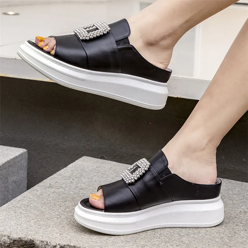 FEDONAS/Европейский стиль Однотонная повседневная обувь с украшением в виде