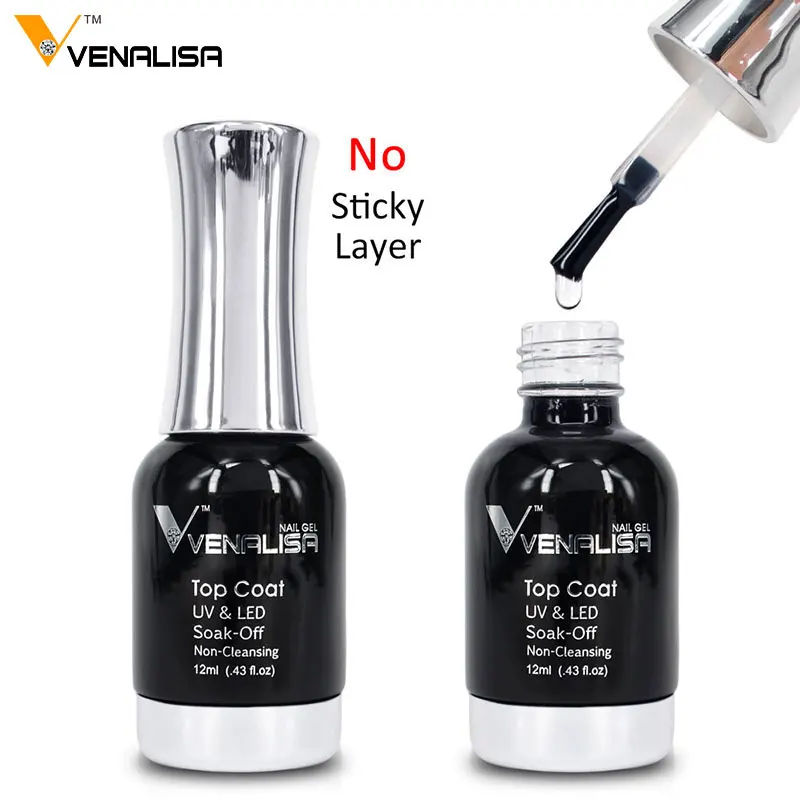 NoWipe Top Coat 12ml VENALISA праймер без кислоты Быстросохнущий профессиональный маникюрный салон для маникюра матовый Базовый Топ впитывающий УФ СВЕТОДИОДНЫЙ Цветной Гель-лак для ногтей - Цвет: NoWipe Top Coat 12ml