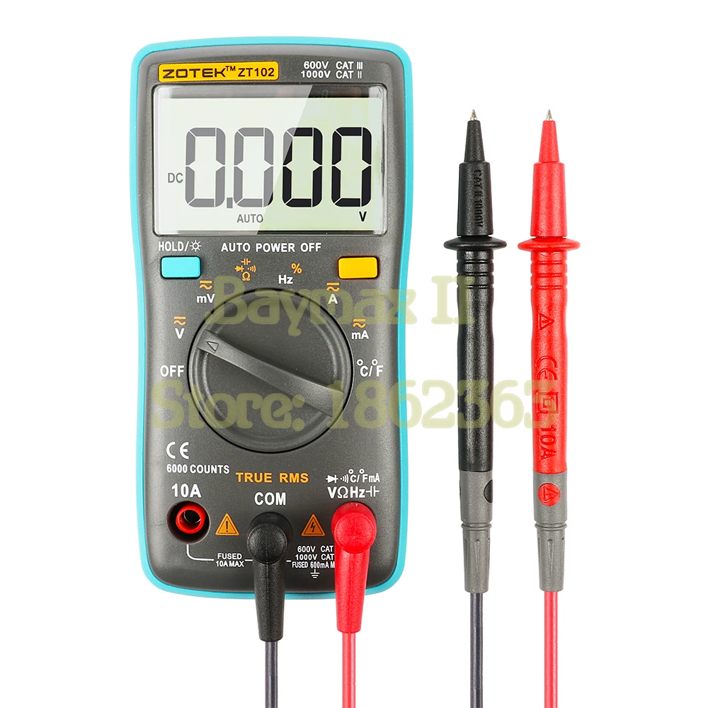 ZOTEK ZT102 мини 6000 отсчетов Автоматический цифровой мультиметр AC/DC тестер напряжения тока с измерением температуры